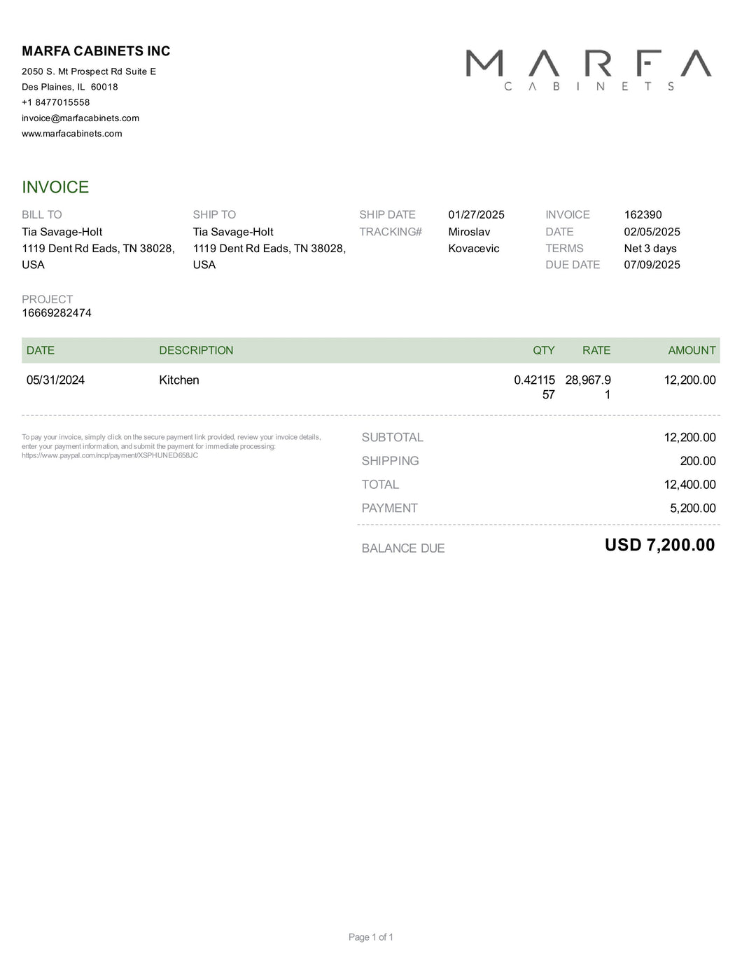 Invoice 162390-40%