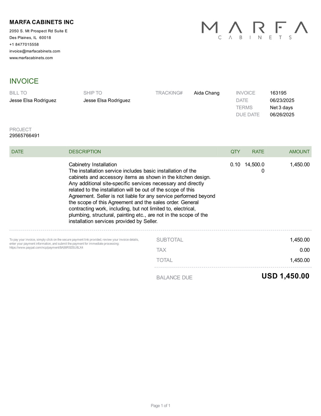Invoice 163195-10%