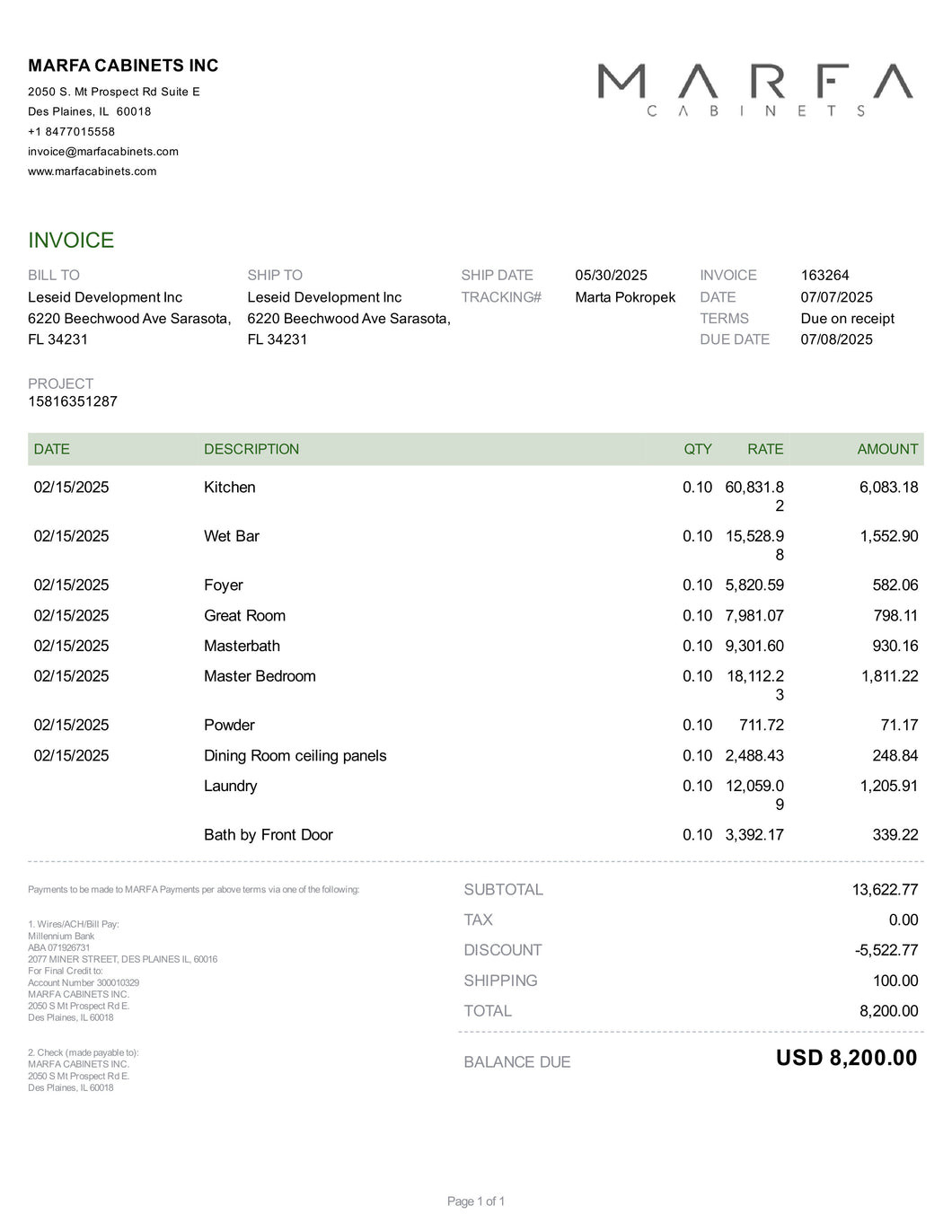 Invoice 163264-10%