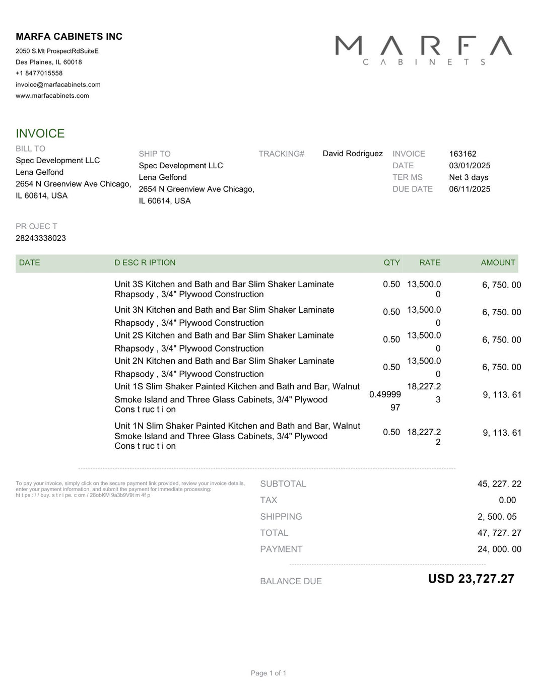 Invoice 163162-40%