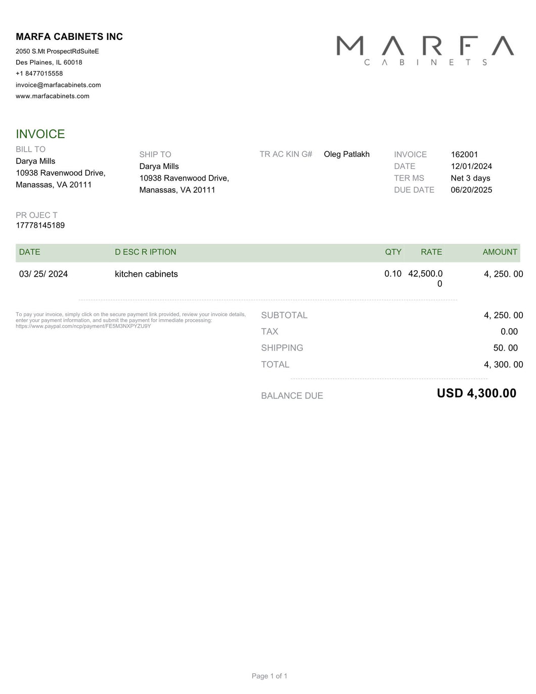 Invoice 162001-10%