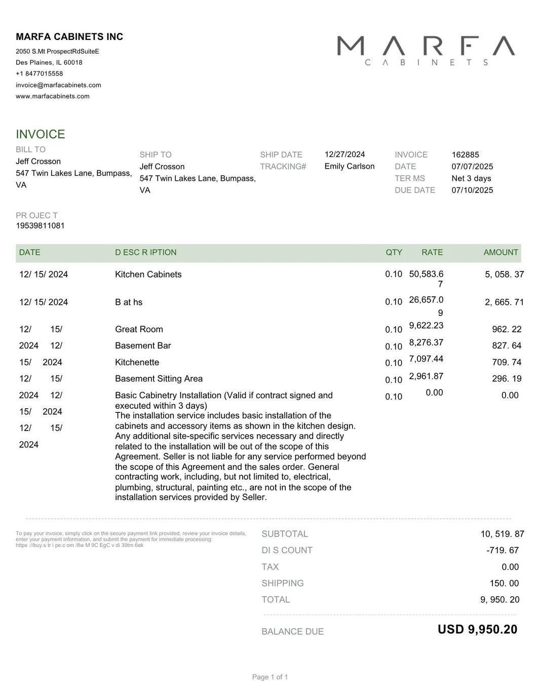 Invoice 162885-10%