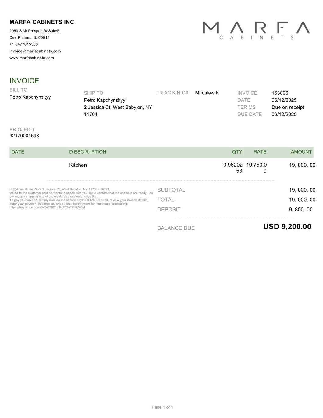 Invoice 163806-100%